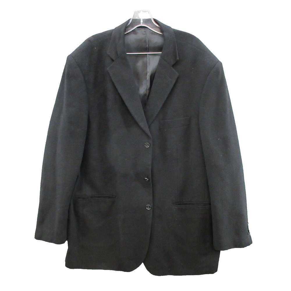 John Alexander Mens Sport Coat Size 48 Long Black Camel Hair Long Sleeve *